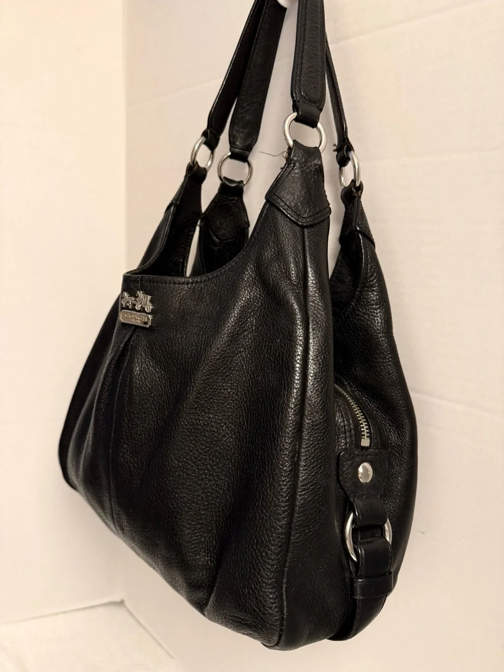 Coach Madison Maggie Leather Shoulder Bag Black Style 21225M